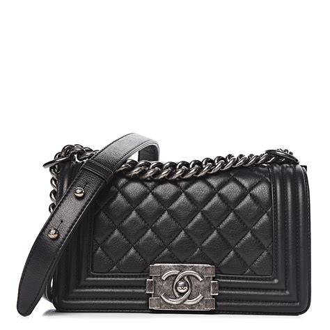 chanel calfskin quilted small boy flap black|Chanel Top Handle Boy Bag Flap Diamond Quilted Small Black.